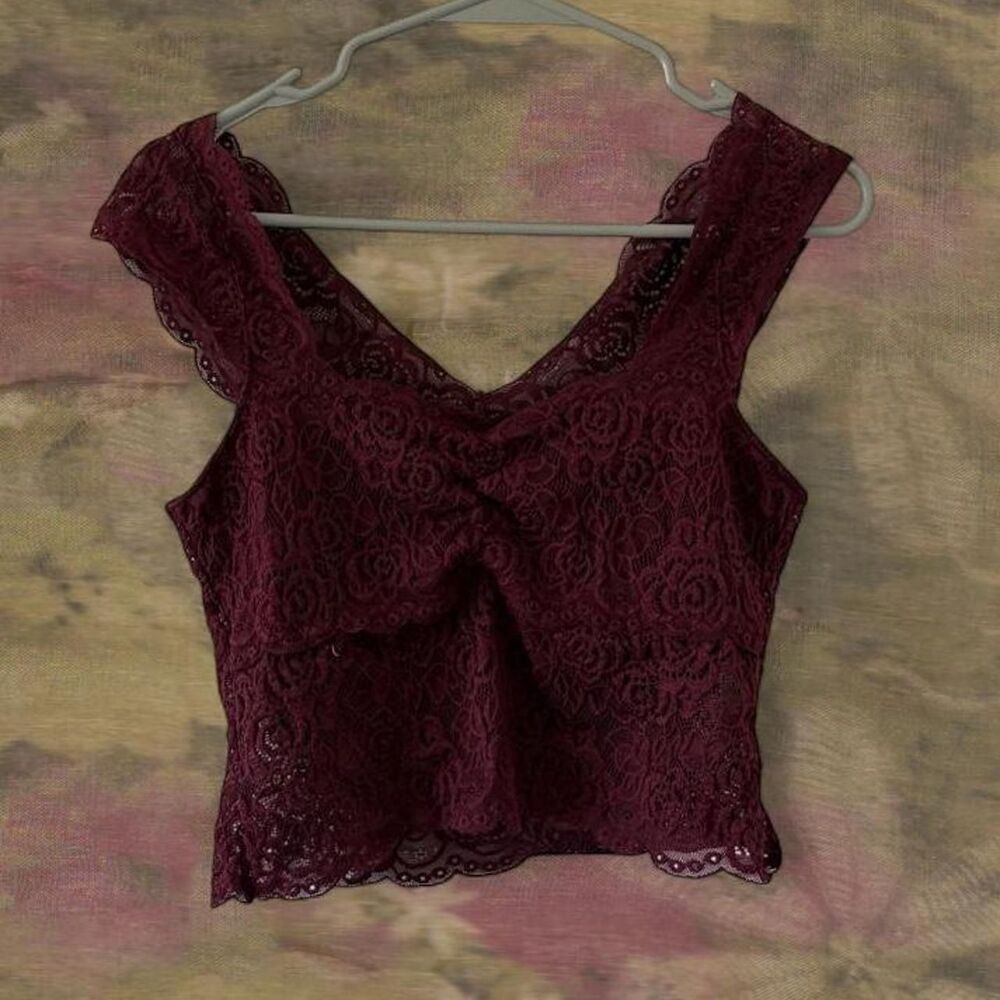 Burgundy Lace Crop Top